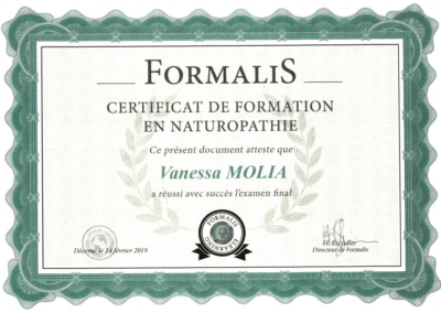 Certificat de formation en naturopathie.